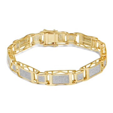 Herenarmband Briljant Geslepen Sprankelend 10,35 Karaat Echt Diamanten YG 14K