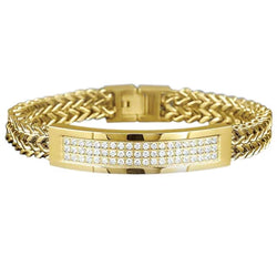 Herenarmband Rond Geslepen 3 Karaat Echt Diamanten Geel Goud 14K