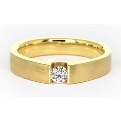 Herenring Geel Goud 14K 0,75 Karaat Echt Diamant Spanningsset