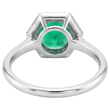 Afbeelding in Gallery-weergave laden, Rond Briljant Colombiaanse Smaragd ring in Bicolor 14K Goud – achteraanzicht
