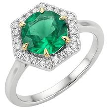 Afbeelding in Gallery-weergave laden, Colombiaanse Smaragd Sieraadsteen Ring 2,50-karaat Bicolor 14K Goud – zijaanzicht
