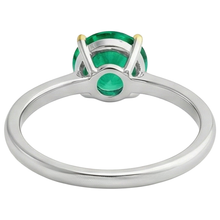 Afbeelding in Gallery-weergave laden, Fijne Smaragd Rond Briljant Edelsteen Ring in Bicolor 14K Goud – achteraanzicht
