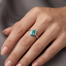 Afbeelding in Gallery-weergave laden, High-end Neon Paraiba Sieraadsteen Ring 1 karaat – 14K Witgoud |
