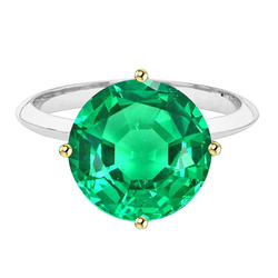 14 Karaat Tweekleurig Goud GIA Gekeurd Smaragd Sieraadsteen Ring