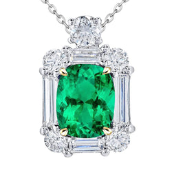 Tweekleurig 14K Goud GIA-Gecertificeerd Smaragd Edelsteen Hanger