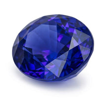 Afbeelding in Gallery-weergave laden, Ovaal Geslepen Royal Blue Saffier ring in Gold – hoekaanzicht
