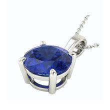 Afbeelding in Gallery-weergave laden, Steen Halsketting 14 Karaat Witgoud met Royal Blue Saffier – vooraanzicht

