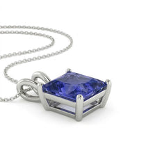 Afbeelding in Gallery-weergave laden, Princess Slijpvorm Royal Blue Saffier ring in 14K Witgoud – vooraanzicht
