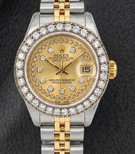 Afbeelding in Gallery-weergave laden, Rolex 69173 Datejust 26 mm Champagne Diamanten Wijzerplaat met Diamantsnoer Tweekleurig Horloge
