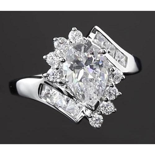 In Elkaar Grijpende Verlovingsring 2,50 Karaat Peer Echt Diamant Wit Goud 14K