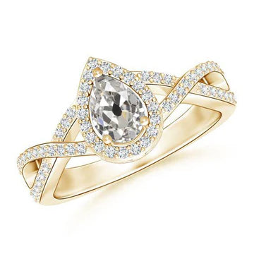 Jubileum Halo Ring Oud Geslepen Echt Diamant Peer & Ronde 2,50 Karaat