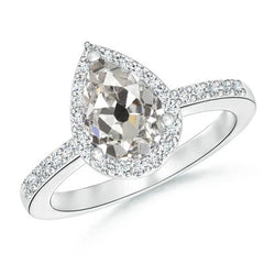 Jubileum Halo Ring Peer Oud Europees Geslepen 3 Karaat Sieraden Grote Culet Natuurlijke uit de aarde gewonnen Diamant