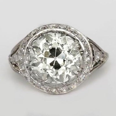 Jubileum Halo Ring Ronde Oude Mijn Geslepen Natuurlijk Diamanten 4,25 Karaat