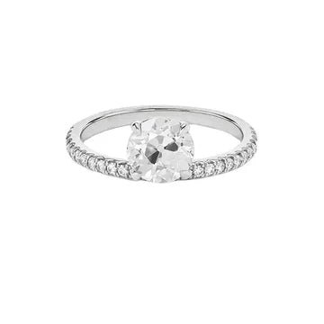 Jubileum Oude Geslepen Ronde Echt Diamanten Ring 2.50 Karaat Dames Gouden Sieraden