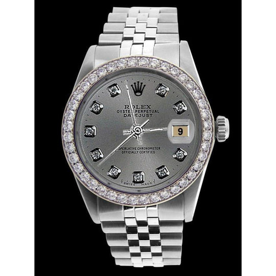Jubileum roestvrij staal Rolex heren Datumjust horloge Grijze Diamant Wijzerplaat Lunette
