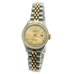 Jubileum roestvrij staal & goud Diamanten lunette Dameshorloge stok Wijzerplaat Rolex Datum