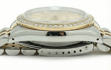 Afbeelding in Gallery-weergave laden, Jubileum roestvrij staal &amp; goud Diamanten lunette Dameshorloge stok Wijzerplaat Rolex Datum
