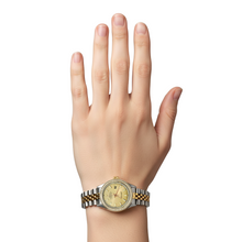 Afbeelding in Gallery-weergave laden, Jubileum roestvrij staal &amp; goud Diamanten lunette Dameshorloge stok Wijzerplaat Rolex Datum P2
