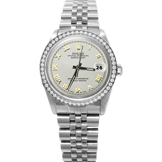 Jubileumarmband Roestvrij staal Datumjust Rolex-horloge Witte Romeinse wijzerplaat Rolex SNELLE INSTELLING
