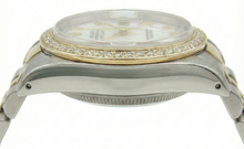 Afbeelding in Gallery-weergave laden, Jubileumarmband roestvrij staal en gouden Romeinse wijzerplaat Rolex Datumjust dameshorloge
