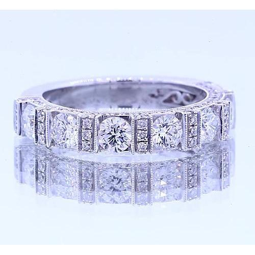 Jubileumband Ronde Echt Diamant Vintage Look 1,65 Karaat Witgoud 14K