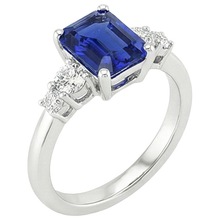 Afbeelding in Gallery-weergave laden, Jubileumring 5 Stenen Smaragd Blauwe Saffier &amp; Diamant 4 Karaat
