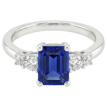 Afbeelding in Gallery-weergave laden, Jubileumring 5 Stenen Smaragd Blauwe Saffier &amp; Diamant 4 Karaat
