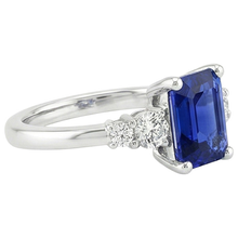 Afbeelding in Gallery-weergave laden, Jubileumring 5 Stenen Smaragd Blauwe Saffier &amp; Diamant 4 Karaat

