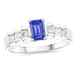 Jubileumring Emerald Light Blue Sapphire 2 karaats geplooide stijl