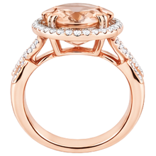 Afbeelding in Gallery-weergave laden, Jubileumring Halo 14 kt Morganiet en Natuurlijke echte diamanten ( niet in een laboratorium gekweekt ) roségoud
