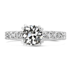 Jubileumring Old Mine Cut Natuurlijke uit de aarde gewonnen Diamant Dubbel Prong Gezet 6 Karaat