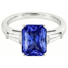 Afbeelding in Gallery-weergave laden, echte radiant saffier 3.50karaat ring vooraanzicht
