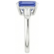 Afbeelding in Gallery-weergave laden, echte radiant saffier 3.50karaat ring bovenaanzicht
