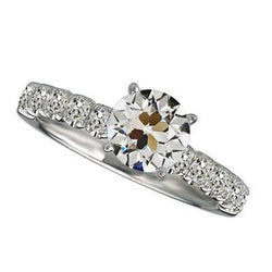 Jubileumring Rond Oud Mijn Slijpsel Echte Natuurlijke uit de aarde gewonnen Diamant 4 Prong Gezet 5.50 Karaat