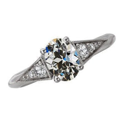 Jubileumring Rond & Ovaal Oud Geslepen uit de aarde gewonnen Diamant 5 Karaat 14K Goud