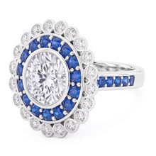Afbeelding in Gallery-weergave laden, Jubileumring Ronde Echt Diamant &amp; Blauwe Saffier Baguettes 4 Karaat
