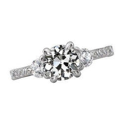 Jubileumring Rond Oud Mijn Geslepen Echte Natuurlijke uit de aarde gewonnen Diamant 5 Karaat Prong Gezet