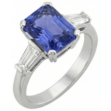 Afbeelding in Gallery-weergave laden, echte baguette diamant 3karaat ring zijaanzicht
