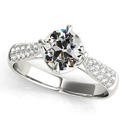 Jubileumring Oud Slijpsel Natuurlijke uit de aarde gewonnen Diamant Prong Gezet 4 Karaat Gouden Taps Toelopende Ringband