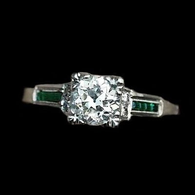 Jubileumring Oud Geslepen Ronde Echt Diamant & Smaragd 1,75 Karaat
