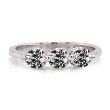 Jubileumring Rond Oude Mijnwerker Echt Diamant 3 Stenen Sieraden 3 Karaat