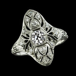 Jugendstil Sieraden Nieuwe Oude Geslepen Ronde Echt Diamanten Ring Milgrain Schacht