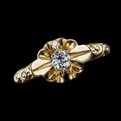 Jugendstil-sieraden Nieuwe Solitaire Ring Rond Oude Mijnwerker Echt Diamant 0.50 Ct