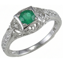 Afbeelding in Gallery-weergave laden, Jugendstil sieraden nieuwe ronde geslepen groene smaragd Natuurlijke echte diamanten ( niet in een laboratorium gekweekt ) ring
