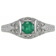 Afbeelding in Gallery-weergave laden, Jugendstil sieraden nieuwe ronde geslepen groene smaragd Natuurlijke echte diamanten ( niet in een laboratorium gekweekt ) ring
