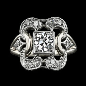 Jugendstil Juwelen Nieuwe Oude Geslepen Echt Diamanten Trouwring Milgrain