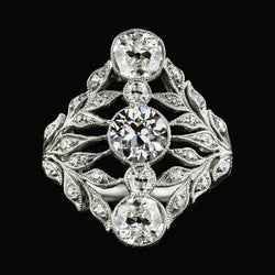 Jugendstil Sieraden Nieuwe Blad Vintage Stijl Ring Oude Mijnwerker Echt Diamant