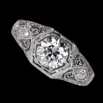 Jugendstil Sieraden Nieuwe Solitaire Ronde oude Mijn Geslepen Echt Diamanten Ring