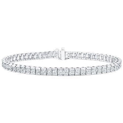 Kanaalset Armband 8,55 Karaat Prinses Geslepen Echt Diamanten WG 14K