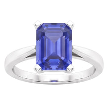 Afbeelding in Gallery-weergave laden, Kathedraal Instelling Ceylon Sapphire Solitaire Smaragdvormige Ring
